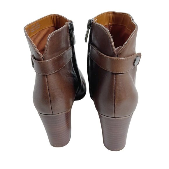 Franco Sarto Ilaria Brown Leather Heeled Booties Boots Women's Size 9.5 - Picture 4 of 11